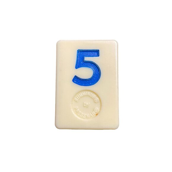Pressman Rummikub Blue 5 Tile Original Replacement Game Piece Smooth Back u - Picture 1 of 2